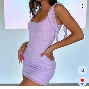 White Fox Purple Likac Mini Dress With Detail on Straps